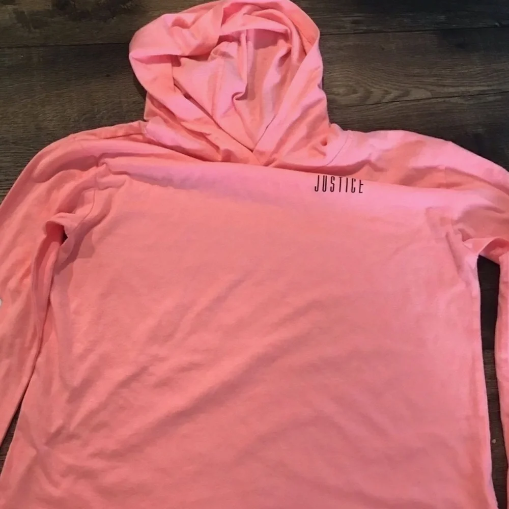 Justice Peach Hoodie with Graphic Sleeves